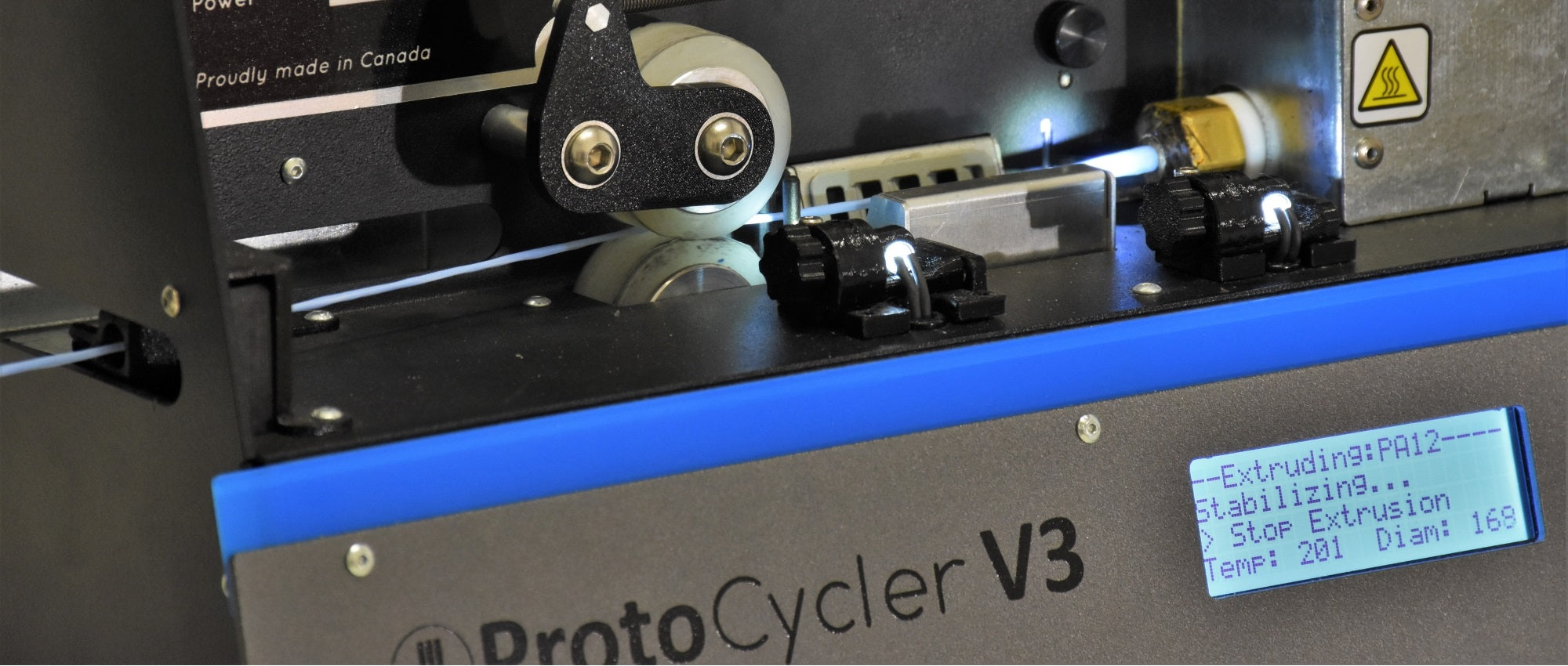 ProtoCycler V3 extrudes high quality 3D printer filament. Make your own 3D printer filament with ProtoCycler V3!